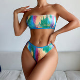Color Printed Tube Top Bikini